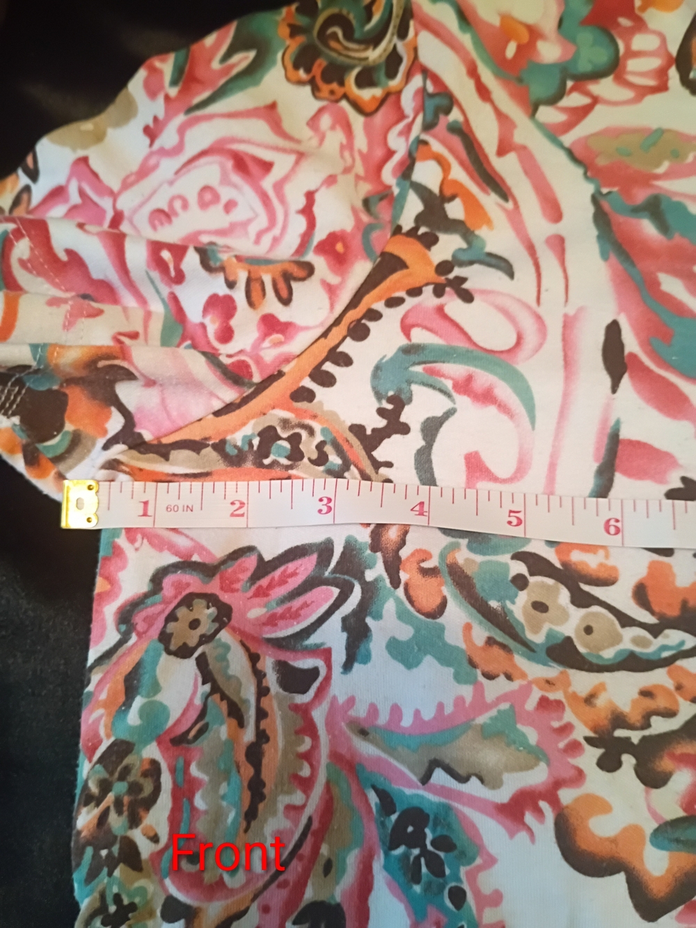 Rebecca Malone Pink Paisley Short Sleeve Tee with Teal & Coral Accents - Picture 9 of 12